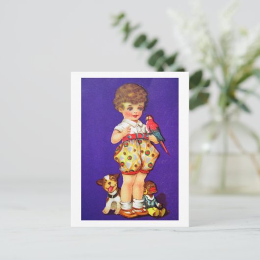 Kind met speelgoed briefkaart (Staand voorkant)