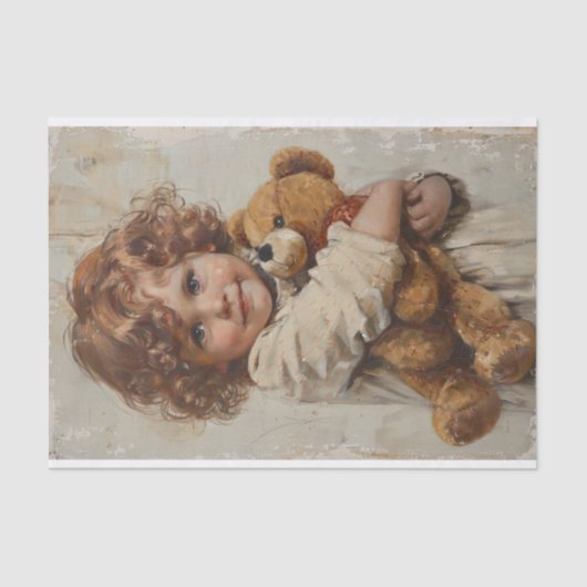 Kind met Teddybeer 1 Decoupage papier (Voorkant)
