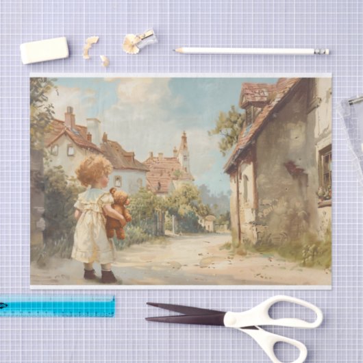 Kind met Teddybeer 2 Decoupage papier (Craft)