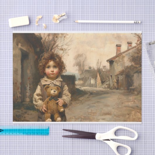 Kind met Teddybeer 3 Decoupage papier (Craft)