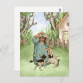  kind met terrier-honden briefkaart (Voorkant / Achterkant)
