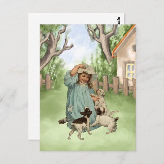  kind met terrier-honden briefkaart (Voorkant / Achterkant)