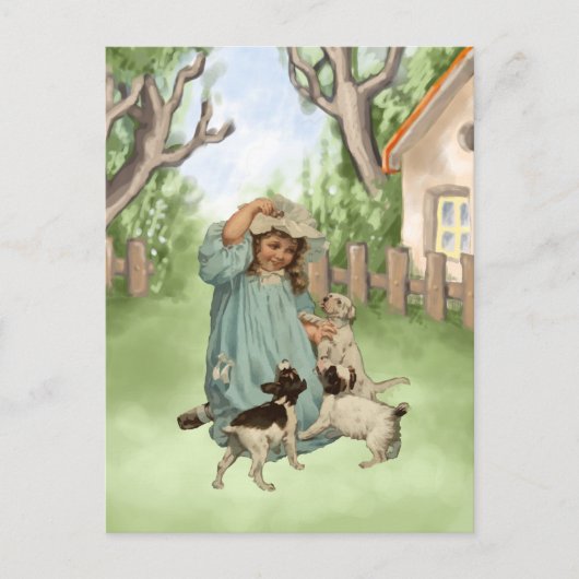  kind met terrier-honden briefkaart (Voorkant)