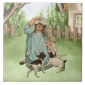  kind met terrier-honden tegeltje (Voorkant)