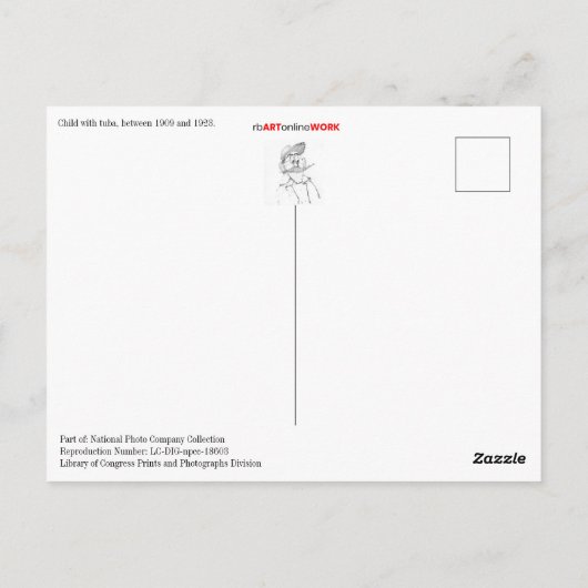 Kind met Tuba Briefkaart (Achterkant)