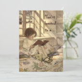 kind met uitnodiging van boekendag (Staand voorkant)