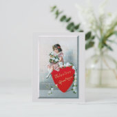 Kind met Valentijn Groeten op rood hart Briefkaart (Staand voorkant)