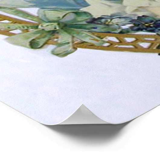 kind met Victoriaans blauwe poot en bloemen Poster (Hoek)