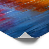 Kind met vlieger bij herfstrivier poster (Hoek)