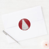 Kind met witte kerstbomen, rode feestjes ronde sticker (Envelop)