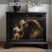 Kind met Zwarte Paard Decoupage Tissuepapier