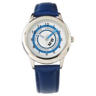 Kind Monogram zwemtekst Cirkel volgen Horloge
