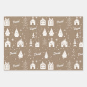 Kind Naam Bruin Ambacht Kerstmis Inpakpapier Vel (Voorkant 2)