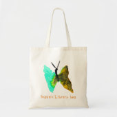 Kind naam schattige aqua butterfly-bibliotheektas tote bag (Voorkant)