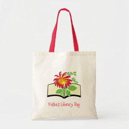 Kind naam schattige bibliotheek tote bag