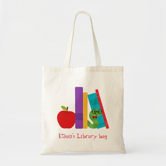 Kind naam schattige bibliotheektas tote bag (Voorkant)