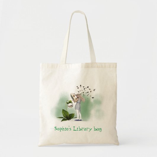 Kind naam schattige bibliotheektas tote bag (Voorkant)