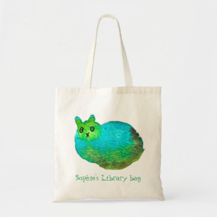 Kind naam schattige kistzak uit kattenboekenbiblio tote bag