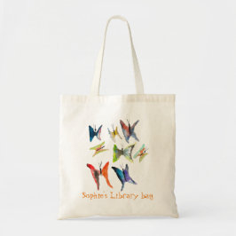 Kind naam schattige vlinderbibliotheektas tote bag