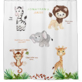 Kind Oerwoud Dieren Grappige aangepaste naam Wit Douchegordijn (Voorkant)