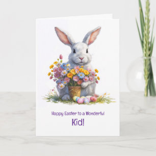 Kind of Kind Gelukkig Pasen met Knuffel Konijn Kaart
