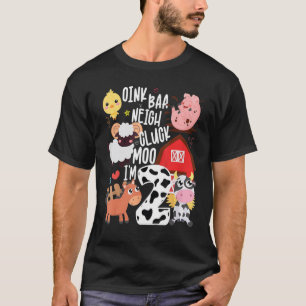 Kind Oink Baa Neigh Cluck Moo Im Twee Verjaardagsf T-shirt