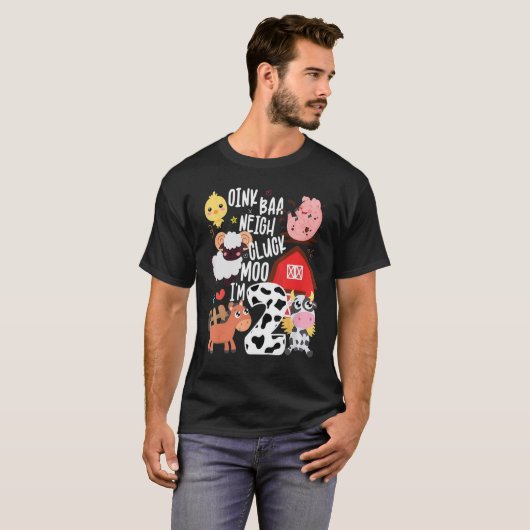 Kind Oink Baa Neigh Cluck Moo Im Twee Verjaardagsf T-shirt (Voorkant volledig)