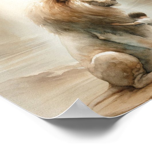 Kind omarmen Jesus de Leeuw, digitale print (Hoek)