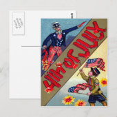 Kind Oom Sam Amerikaanse Vlag Vuurwerk Briefkaart (Voorkant / Achterkant)