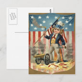 Kind Oom Sam Kanon Vuur VS Vlag Briefkaart (Voorkant / Achterkant)