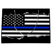 Kind op Blauwe lijn Amerikaanse vlag zwart Large Cadeautasje