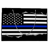 Kind op Blauwe lijn Amerikaanse vlag zwart Large Cadeautasje