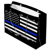 Kind op Blauwe lijn Amerikaanse vlag zwart Large Cadeautasje