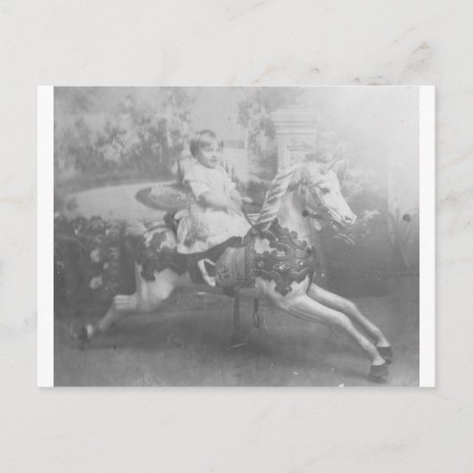 kind op carrousel paard briefkaart (Voorkant)