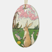  kind op een paaseihunt met dieren keramisch ornament (Links)