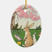  kind op een paaseihunt met dieren keramisch ornament (Voorkant)