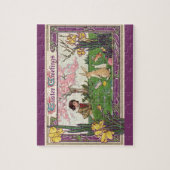  kind op een paaseihunt met dieren legpuzzel (Verticaal)