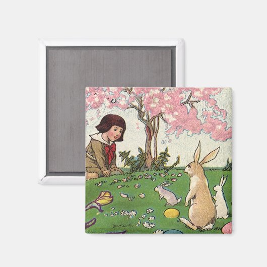  kind op een paaseihunt met dieren magneet (Voorkant / Achterkant)