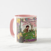 kind op een paaseihunt met dieren mok (Voorkant links)