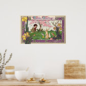  kind op een paaseihunt met dieren poster (Keuken)