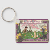  kind op een paaseihunt met dieren sleutelhanger (Achterkant)