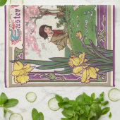  kind op een paaseihunt met dieren theedoek (Gevouwen)