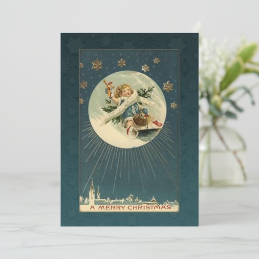  kind op geleide feestdagenkaart (Staand voorkant)