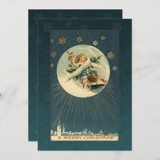  kind op geleide feestdagenkaart (Voorkant / Achterkant)