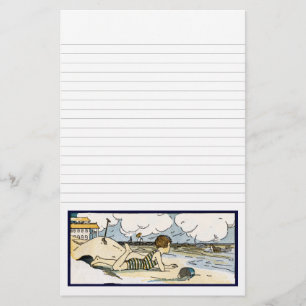 Kind op het strand  Art Lined Stationery Briefpapier