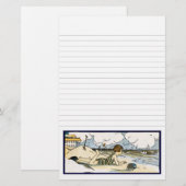 Kind op het strand  Art Lined Stationery Briefpapier (Voorkant / Achterkant)