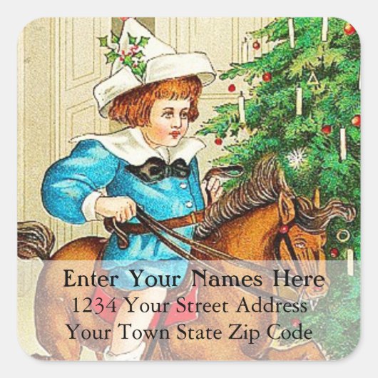 kind op label voor Rocking Horse-adres (Voorkant)