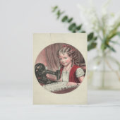 Kind op naaimachine briefkaart (Staand voorkant)