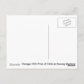 Kind op naaimachine briefkaart (Achterkant)