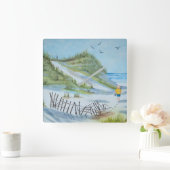 kind op zandige waterverf vierkante klok (Huis)